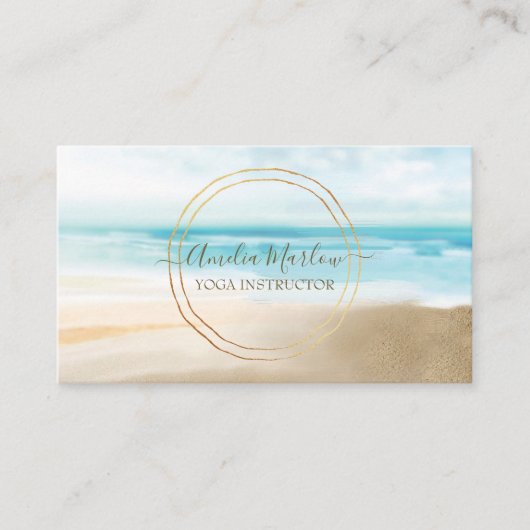 Nautische minimalistische gouden ringen visitekaartje (Voorkant)