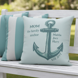 Nautische Moeder Familie Anker Zee Groen Erfgoed Buitenkussen