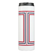 Nautische monogram rode marine blauwe witte krab thermosbeker (Achterkant)