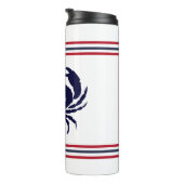 Nautische monogram rode marine blauwe witte krab thermosbeker (Geroteerd rechts)