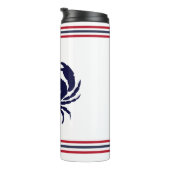 Nautische monogram rode marine blauwe witte krab thermosbeker (Geroteerd rechts)
