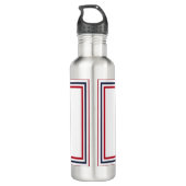 Nautische monogram rode marine blauwe witte krab waterfles  (Achterkant)