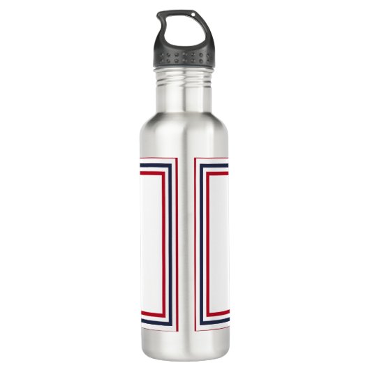 Nautische monogram rode marine blauwe witte krab waterfles  (Achterkant)