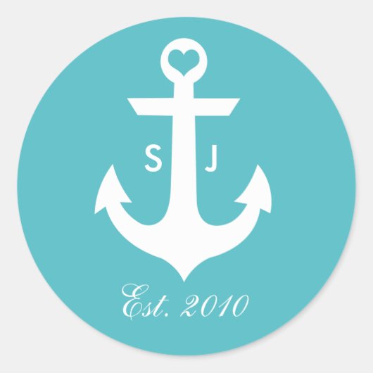 Nautische monogram Stickers (Voorkant)