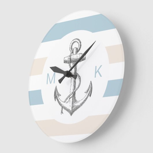 Nautische monogram wandvergrendelingen grote klok (Hoek)