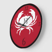 Nautische monogrammen rode zwarte witte krab grote klok (Hoek)