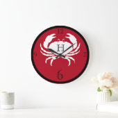 Nautische monogrammen rode zwarte witte krab grote klok (Huis)