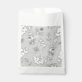 nautische monotone antiek piratenkaart bedankzakje