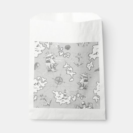 nautische monotone antiek piratenkaart bedankzakje (Voorkant)