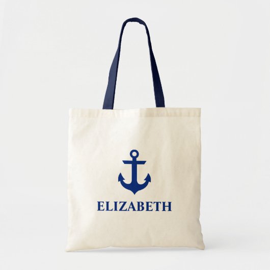 Nautische naam Anchor Blue Strap Tote Bag (Voorkant)