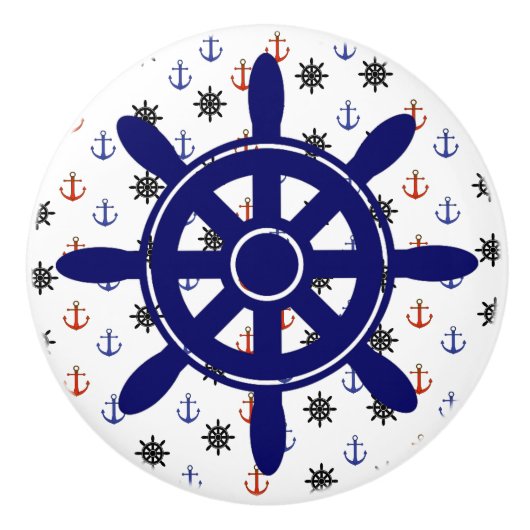 Nautische Nautische Nautische Knop van anker en wi (Voorkant)