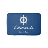 Nautische navy blue aangepaste naam badmat tapijt (Voorkant)