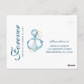 Nautische Navy bruiloft RSVP Briefkaart (Achterkant)