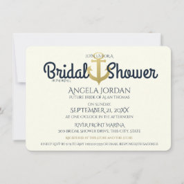 Nautische Navy en Gold Anchor Vrijgezellenfeest Kaart