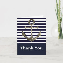 Nautische Navy en Witte Anker Dankkaartjes Bedankkaart