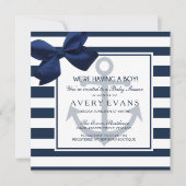 Nautische Navy Ribbon Anchor Het is een Boy Baby s Kaart (Voorkant)