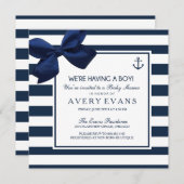 Nautische Navy Ribbon Anchor Het is een Boy Baby s Kaart (Voorkant / Achterkant)