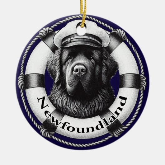 nautische newf-cirkel-Ornament Keramisch Ornament (Voorkant)