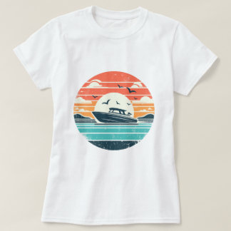Nautische Nostalgie  Zonsondergang Motorboot T-shirt