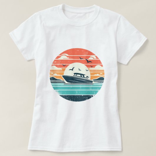 Nautische Nostalgie  Zonsondergang Motorboot T-shirt (Design voorkant)