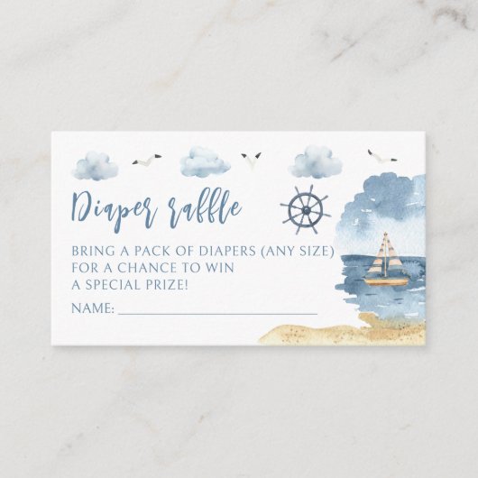 Nautische Oceaan Ahoy Het is een jongen Luier verl Informatiekaartje (Voorkant)