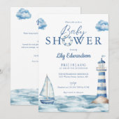 Nautische oceaan Baby shower alles in één Kaart (Voorkant / Achterkant)