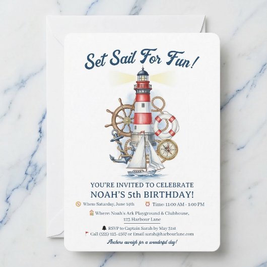 Nautische Oceaan Baken Feest Uitnodiging