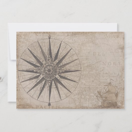 Nautische oceaan jacht bruiloft kaart (Achterkant)