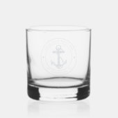Nautische Oceaan Marine Blauw Anker Boot Naam Cust Whisky Glas (Achterkant)