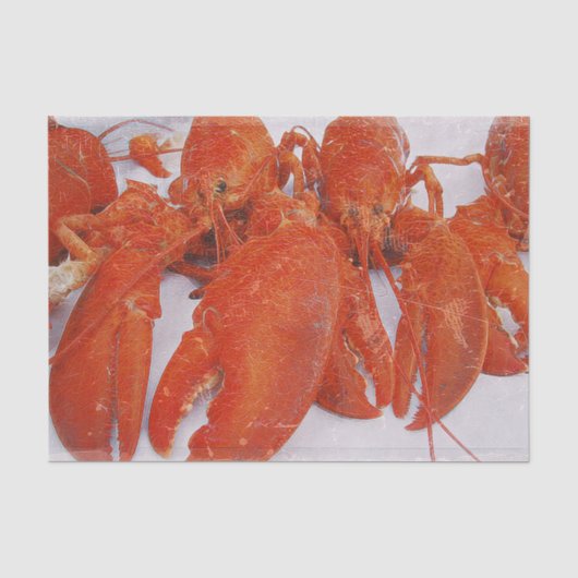 Nautische Oceaan Rode Textuur Kreeft Tissuepapier (Voorkant)