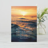 Nautische Oceaan Sunset Beach Thema bruiloft Kaart (Staand voorkant)