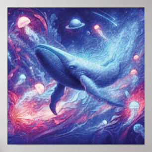 nautische Oceaan Voyager Walvis in Kosmische Zee Poster