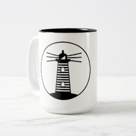 Nautische Oceaanbaken Vuurtoren Gestreepte Kunst Tweekleurige Koffiemok
