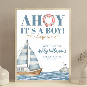 Nautische Oceaangeboorte Baby Borrel Poster
