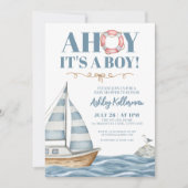 Nautische Oceaangeboorte Babyborrel Kaart (Voorkant)