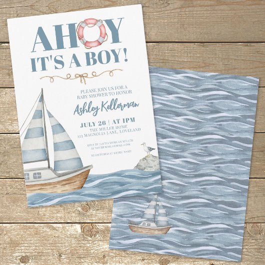 Nautische Oceaangeboorte Babyborrel Kaart