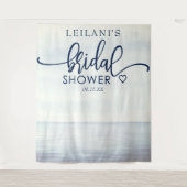 Nautische Oceaans Watercolor Bruidsdouche Wandkleed (Voorkant)