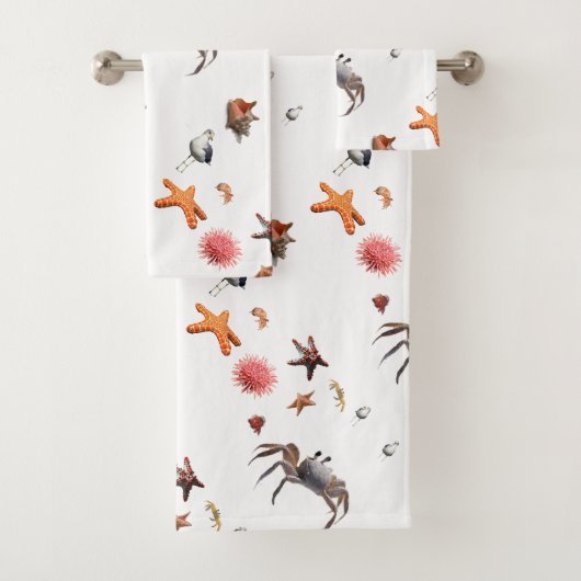 Nautische Ocean Beach Seashell Starfish Towel Set Bad Handdoek (Insitu)