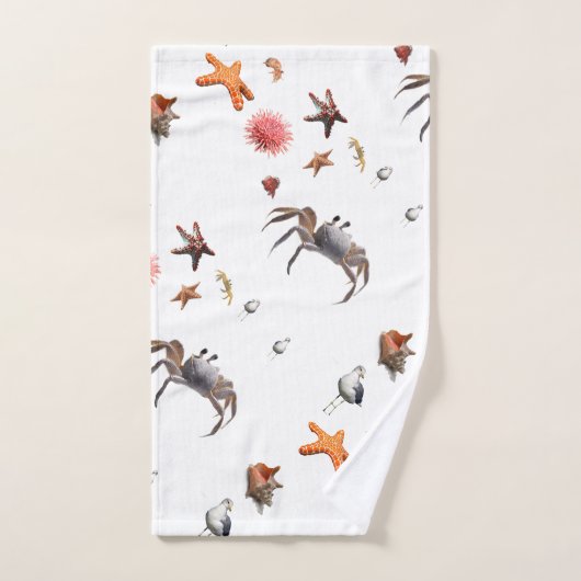 Nautische Ocean Beach Seashell Starfish Towel Set Bad Handdoek (Handdoek)