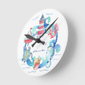 Nautische Oceandieren Boot en Vuurtoren Ronde Klok (Hoek)