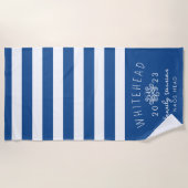 Nautische Octopus Blauw & Witte Streep Monogram Strandlaken (Voorkant)