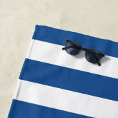 Nautische Octopus Blauw & Witte Streep Monogram Strandlaken (In situ)