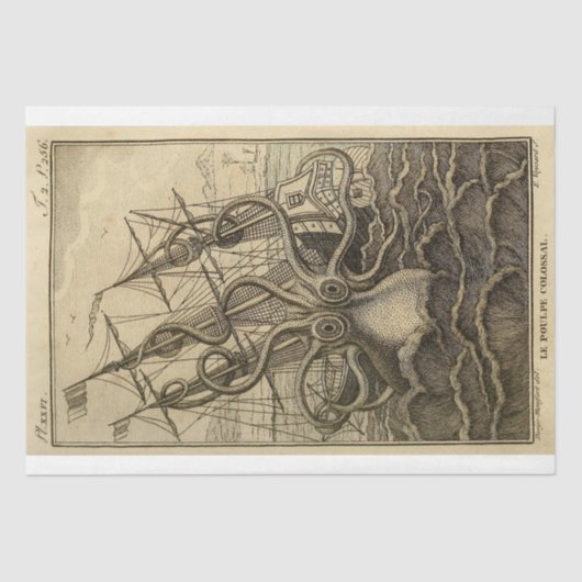 Nautische Octopus Boot Ephemera Decoupage Schip Tissuepapier (Voorkant)