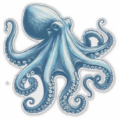 Nautische Octopus Custom-Cut Vinyl Sticker (Voorkant)