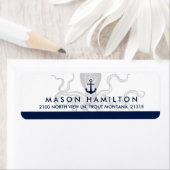 Nautische octopus en anker | Retouradres Etiket (Insitu)