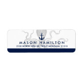 Nautische octopus en anker | Retouradres Etiket (Voorkant)