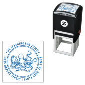 nautische octopus familienaam rond retour adres  zelfinktende stempel (In situ)