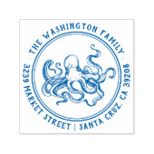 nautische octopus familienaam rond retour adres  zelfinktende stempel (Design)