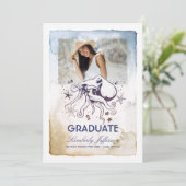 Nautische Octopus Foto Afstuderen Kaart (Staand voorkant)