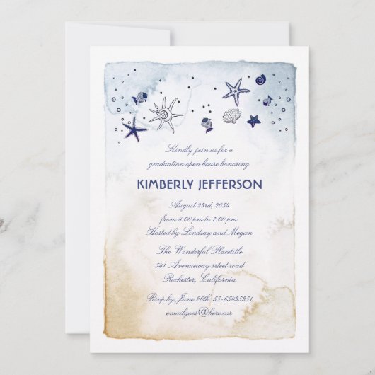 Nautische Octopus Foto Afstuderen Kaart (Achterkant)